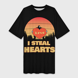 Женская длинная футболка I steal hearts