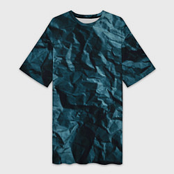 Женская длинная футболка Абстрактные тёмно-синяя каменная текстура