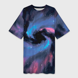 Женская длинная футболка Ручная роспись галактики акварелью