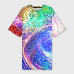 Женская длинная футболка Абстрактные разноцветные молнии