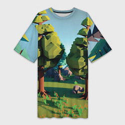 Женская длинная футболка Воксельный лес