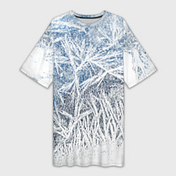 Футболка женская длинная Абстрактный ледяной паттерн, цвет: 3D-принт