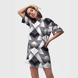 Футболка женская длинная Абстрактный геометрический узор с элементами фэнте, цвет: 3D-принт — фото 2