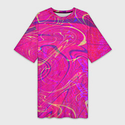 Женская длинная футболка Розовая абстракция