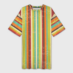 Женская длинная футболка Абстрактное множество разноцветных полос