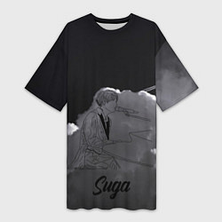 Футболка женская длинная Suga BTS, цвет: 3D-принт