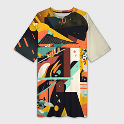 Женская длинная футболка Авангардная геометрическая композиция