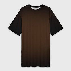 Женская длинная футболка Фон оттенка шоколад и черная виньетка