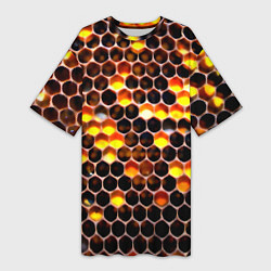 Женская длинная футболка Медовые пчелиные соты