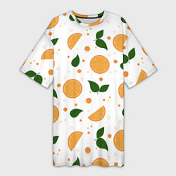 Женская длинная футболка Апельсины с листьями