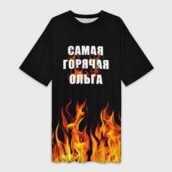Женская длинная футболка Самая горячая Ольга