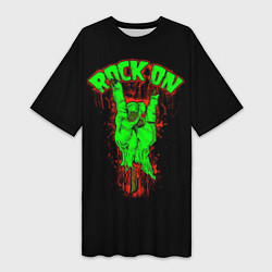 Женская длинная футболка Rock on zombie