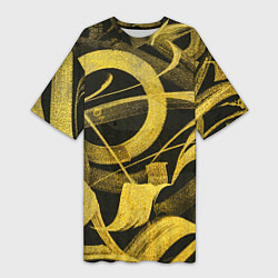 Женская длинная футболка Gold Calligraphic