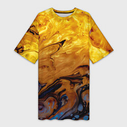 Женская длинная футболка Абстрактное жидкое золото