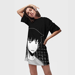 Футболка женская длинная Сон Джин Ву недоумение, цвет: 3D-принт — фото 2