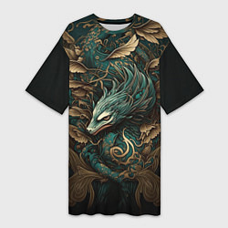 Женская длинная футболка Изумрудный Дракон Irezumi