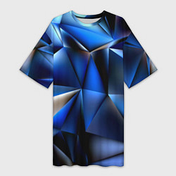 Женская длинная футболка Polygon blue abstract