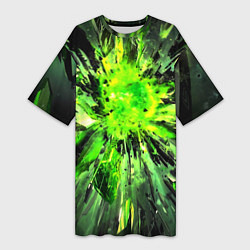 Женская длинная футболка Fractal green explosion