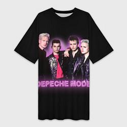 Футболка женская длинная 80s Depeche Mode neon, цвет: 3D-принт