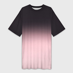 Женская длинная футболка Градиент: от черного к розовому