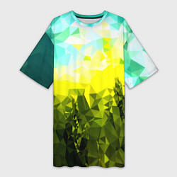 Женская длинная футболка Green abstract colors