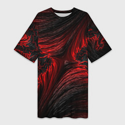 Футболка женская длинная Red vortex pattern, цвет: 3D-принт