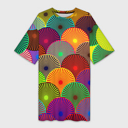 Футболка женская длинная Multicolored circles, цвет: 3D-принт