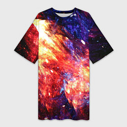 Женская длинная футболка Космическое сияние ночь