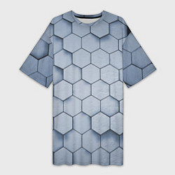 Футболка женская длинная Соты с черной полосой, цвет: 3D-принт