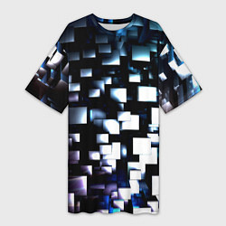 Женская длинная футболка Неоновые кубы абстракция