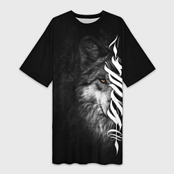 Женская длинная футболка Волк с узором