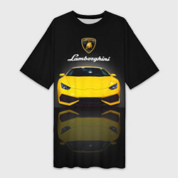 Футболка женская длинная Итальянский суперкар Lamborghini Aventador, цвет: 3D-принт