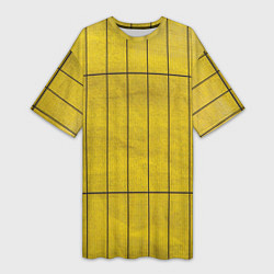 Женская длинная футболка Жёлтый фон и чёрные параллельные линии