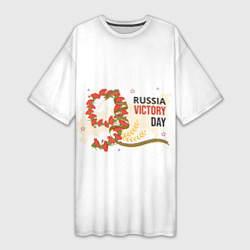Футболка женская длинная 9 мая - russia victory day, цвет: 3D-принт