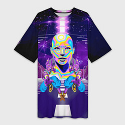 Женская длинная футболка Goddess with two Beerus - vaporwave