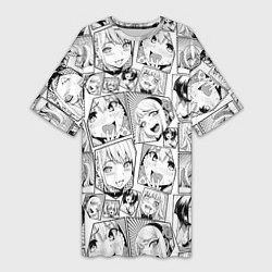 Футболка женская длинная Anime hentai ahegao, цвет: 3D-принт