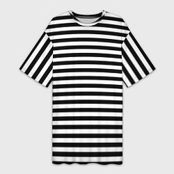 Женская длинная футболка Тельняшка черная Подводного флота ВМФ