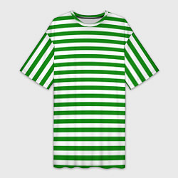 Женская длинная футболка Тельняшка зеленая Пограничных войск