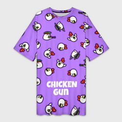 Женская длинная футболка Chicken Gun - паттерн
