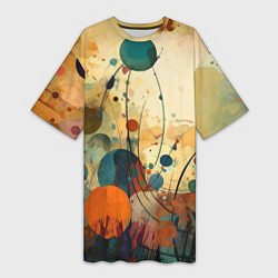 Женская длинная футболка Абстрактная гранжевая композиция с пятнами: арт не