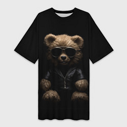 Женская длинная футболка Брутальный плюшевый медведь
