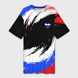 Женская длинная футболка Сердечко Россия - мазки кисти
