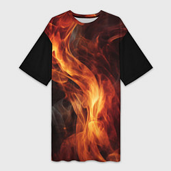 Женская длинная футболка Языки пламени: арт нейросети