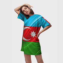 Футболка женская длинная Азербайджанский флаг, цвет: 3D-принт — фото 2