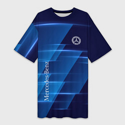 Футболка женская длинная Mercedes Benz sign, цвет: 3D-принт