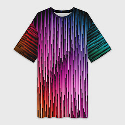 Футболка женская длинная Радужные узор полосы, цвет: 3D-принт