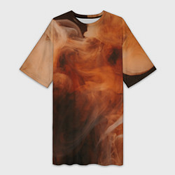 Женская длинная футболка Оранжевый абстрактный дым
