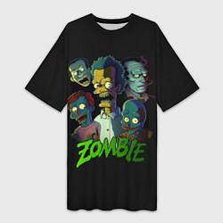 Футболка женская длинная Zombie Simpsons, цвет: 3D-принт