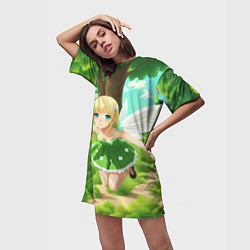 Футболка женская длинная Лесная феечка, цвет: 3D-принт — фото 2