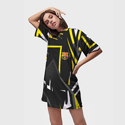 Футболка женская длинная ФК Барселона эмблема, цвет: 3D-принт — фото 2